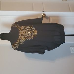 Lane Bryant Black and Gold Blouse